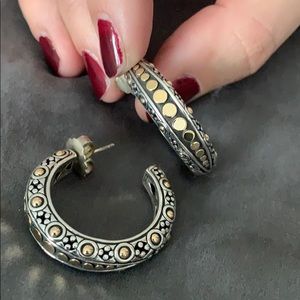 John Hardy Medium Hoop Earrings - Gold & Sterling